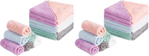 HOMEXCEL Premium Makeup Remover Cloth 48 Pack, Reusable Super Soft 7 x 7 Inch Facial Cleansing Cloths with Just Water, Highly Absorbent Microfiber Coral Velvet Face Towels Washcloths by HOMEXCEL