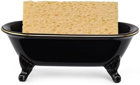 Mini Clawfoot Bathtub Soap Dish,Bar Soap Holder,Black Gold Rim - Image 4