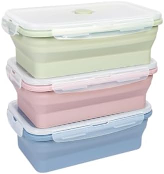 KIGI 【3 PACK】 27 OZ Collapsible Silicone Food Storage Containers with Lids Meal Prep Containers Bento Box, BPA FREE, Microwave Safe by KIGI