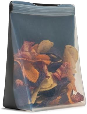 W&P Porter Silicone Reusable Storage Bag, Sandwich (50oz Stand-Up), Charcoal, Food Storage Container, Microwave and Dishwasher Safe, Easy Cleaning by Unknown