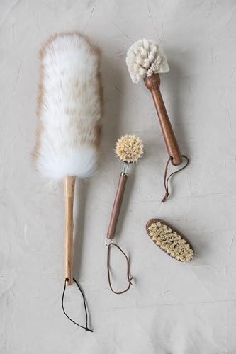 Beech Wood Dish Brush w Leather Strap, Dark Brown - Image 4