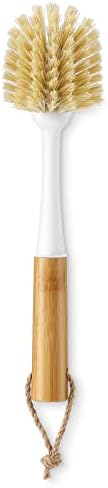 SUBEKYU Dish Brush with Bamboo Handle, Kitchen Dish Scrubber Built-in Scraper, Scrub Brush for Cleaning Pans/Pots/Sinks, Sisal Bristles, 2P - Image 4