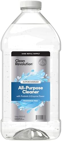 Clean Revolution SuperCharged All Purpose Cleaner Refill with Smart Probiotic + Enzyme Complex, Multi-Surface Kitchen Bathroom & Floor Cleaner, Fragrance Free, 64 Fl oz (Pack of 1) by CleanRevolution