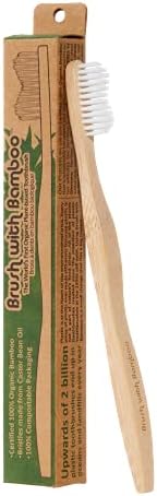Brush with Bamboo Toothbrush with Plant-Based Bristles - 4 Pack - Image 2