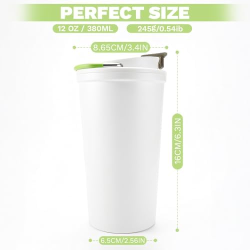 SPLMIFA Travel coffee mugs leak-proof, reusable coffee cup with lid, stainless steel vacuum insulated coffee tumblers, thermal insulation cups for men & women keep drinks hot & cold (6th-White, 12OZ) - Image 2