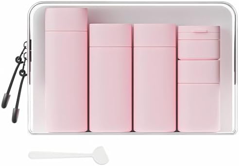 Travel Bottles for Toiletries, 5 Pack Travel Size Containers, TSA Approved Leak Proof - Silicone Toiletry Containers with Clear Bag for Shampoo, Conditioner & Lotion, Travel Essentials by Suteng