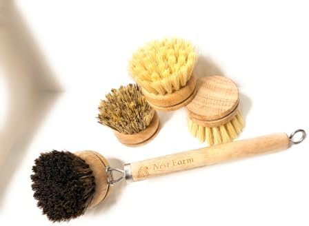Bamboo Dish Brush Set with 4 Replacement Heads - Image 2