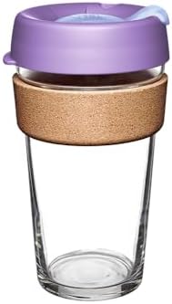 KeepCup Brew Cork, Reusable Glass Tumbler with Natural Cork, Grande Coffee Cup 16oz / 454ml - Moonlight by KeepCup