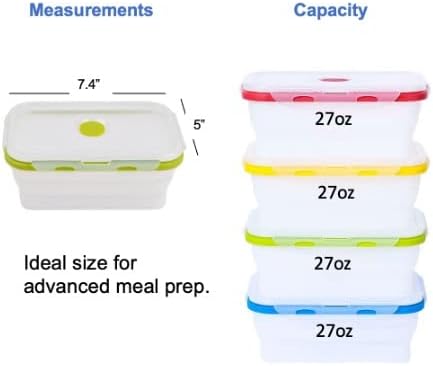 ECOBERI Collapsible Food Storage Containers with Lids, 4 Piece, 27 oz - Image 3
