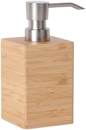 Clasin Home Bamboo Soap Dispenser with Anti-Slip Pads and Stylish Horizontal Wood Grain, Hand Dispenser for Bathroom, Kitchen, Dish, Lotion, Shampoo, Liquid Soap (7 Oz) by ClasinHome