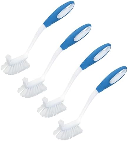 LOLA Pro Utility All Purpose Kitchen Cleaning Brush, 4 Pack, Durable Bristles, Comfort Ergonomic Rubber Non-Slip Grip, Built-in Food Scraper by LolaProducts