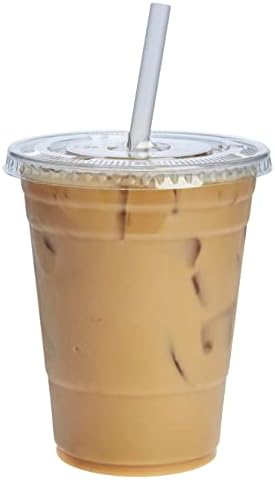 GUSTO 16 oz Clear Plastic Cups with Lids [50 Sets] Iced Coffee Cups by GUSTO