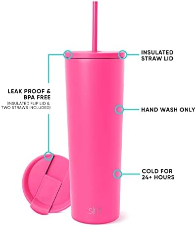 Simple Modern Iced Coffee Tumbler, Insulated | 28oz | Pink - Image 2