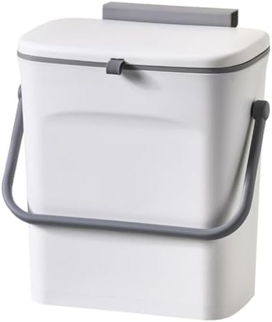 LALASTAR Small Trash Can with Lid, Kitchen Compost Bin for Countertop or Under Sink, Plastic Hanging Waste Basket for RV/Office/Bedroom/Dorm, Mountable, 9L/2.4 Gal, White by LALASTAR