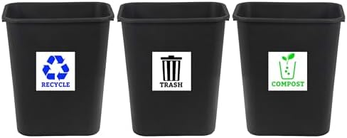 Trash Recycle Compost Stickers Set of 3 Recycle Sticker Vinyl Decal for Recycle Bin, Compost Bin, Trash Can Symbol to Organize Garbage containers Trash Can (Recycle&Trash&Compost White, 5x5inch) by XTRAYXRAY