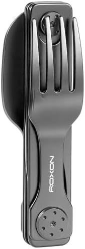 ROXON 3-in-1 Camping Utensils Set (Knife, Spoon, Fork) Titanium-Plated Grey - Image 5