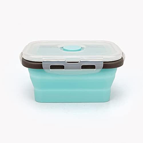 CCyanzi 3piece Collapsible Food Storage Containers with Lids, Silicone Lunch Container, Microwave & Freezer Safe, Space Saving for Kitchen Cabinet and Camping Backpack,(blue gray) - Image 4