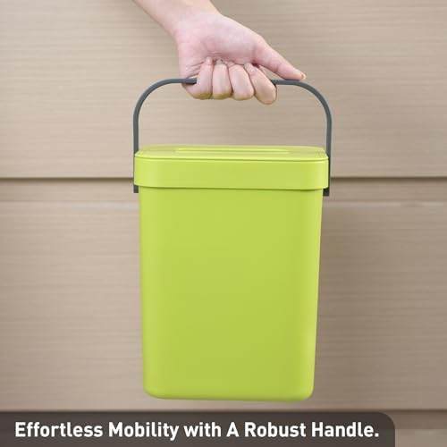 EKO Puro Wall-Mounted Trash Can with Lid, 1.32 Gal / 5L Hanging Trash Can, Small Kitchen Compost Bin for Counter Top, Mini Food Waste Bin (Green) - Image 6