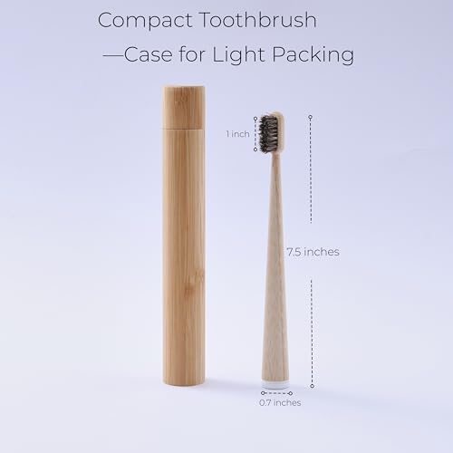Horse Hair Toothbrush with Bamboo Travel Case, Adult Brush Set - Image 6