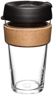 KeepCup Brew Cork, Reusable Glass Tumbler with Natural Cork, Grande Coffee Cup 16oz / 454ml - Black by KeepCup