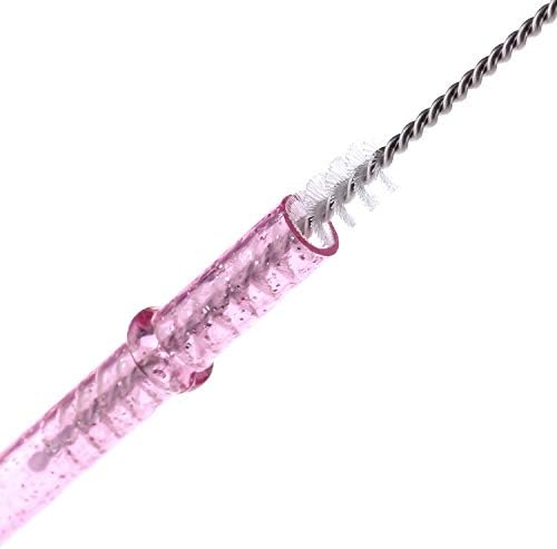Dakoufish BPA-Free 12 Piece 11 Inch Reusable Clear Plastic Glitter Sparkle Drinking Straw Plus one Cleaning Brush (Rose,11inch) - Image 3