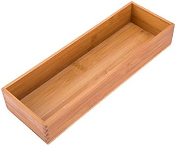 Bamboo Drawer Oragnizer Box, Kitchen Seasoning Organizer Tray, Tableware Knife Fork Organizer Box, Home Drawer Sorting Box, Bamboo 12"*4" by Sansnow