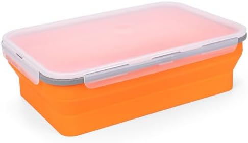 XL Collapsible Marinating Container,Large-Capacity Grill Accessory Perfect For Bbqs And Parties,Marinade And Brining Prep, Collapsible Silicone Food Storage Containers Set (10L/2.64Gallon),Orange by SiliseaDirect