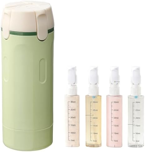 4-in-1 Detachable Travel Dispenser Bottles Set Foldable Pump Leak-Proof, Carry-On Compliant 30ml/1OZ Refillable Containers for Shampoo Lotion Body Wash with Protective Case by DIKJAKTheLandofAutoAcc