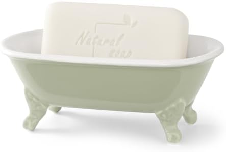 6.5" Mini Clawfoot Bathtub Soap Dish,Bar Soap Holder,Seige Green - Image 5