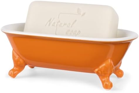 6.5" Mini Clawfoot Bathtub Soap Dish,Bar Soap Holder,Tangerine - Image 2
