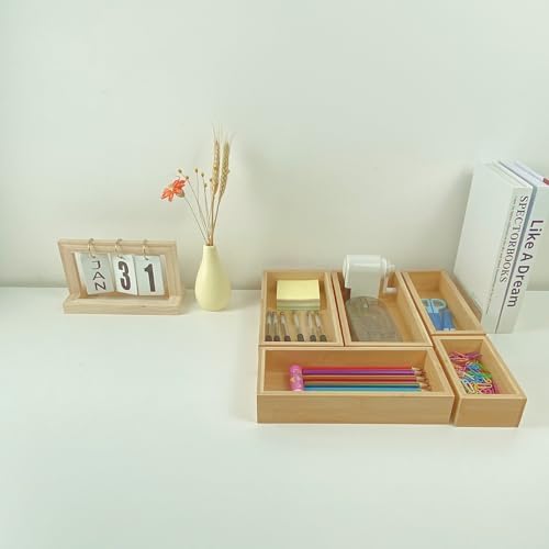 bamboo drawer organizer Set,expandable drawer dividers,wooden storage organizers,drawer organizers for kitchen, bathroom,flatware,Tea Bag Organizer (1 X 5PCS Natural) - Image 2