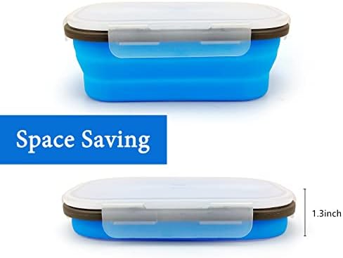 Collapsible Lunch Box Containers, Silicone Bento Box with Airtight Lid and 2 in1 Spoon & Fork, 1000ml Large Portion Reusable Silicone Food Storage Container, Microwave Dishwasher Safe - Image 4