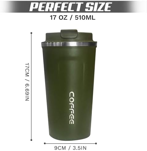 SPLMIFA Travel Coffee Mugs Leak-Proof, Reusable Coffee Cups with Lids, Stainless Steel Vacuum Insulated Coffee Tumblers, Thermal Insulation Cups for Men and Women Hot & Cold Drinks(2nd-Green, 17OZ) - Image 4