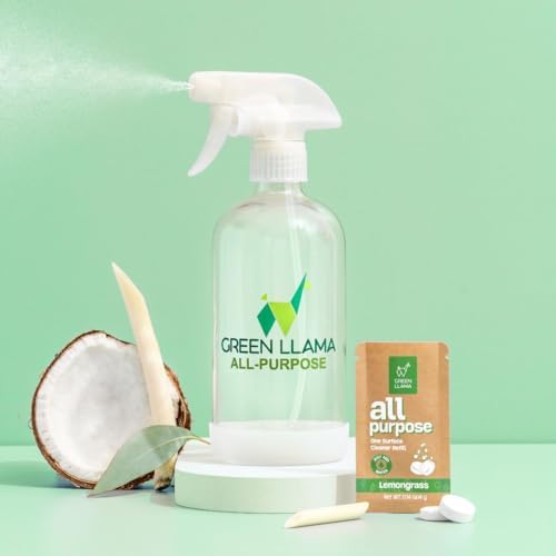 Green Llama Eco-Friendly All-Purpose Cleaning Spray | 16oz Glass Bottle, 3 Refill Tablets | Lemon Grass Scent | Natural, Sustainable, Safe for Home Surfaces | Ideal for Eco-Shoppers - Image 2