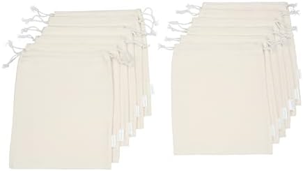 Organic Cotton Produce Bags - Medium 8x10 Inch (12 Bags) - Reusable Muslin Storage Bags with Drawstrings - Biodegradable Canvas Fabric - Perfect for Snacks, Clothes - Image 3