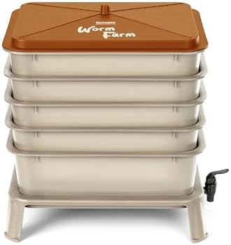 Blütezeit 5-Tray Worm Compost Bin, 53QT Outdoor & Indoor Worm Composter with Worm Farm Starter Kits for Home & Kitchen Recycling Food Waste (Gold) - Image 2