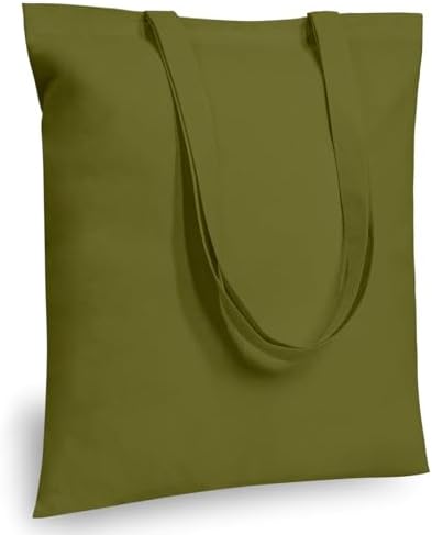 TOPDesign 24-Pack Economical 16"x15" Olive Green Cotton Tote Bags, Lightweight Medium Reusable Grocery Shopping Cloth Bags, Suitable for DIY, Advertising, Promotion, Gift, Activity by TOPDesign