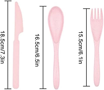 Zoyiancy 4 Sets Wheat Straw Cutlery Set, Reusable Flatware Set for Travel - Image 3