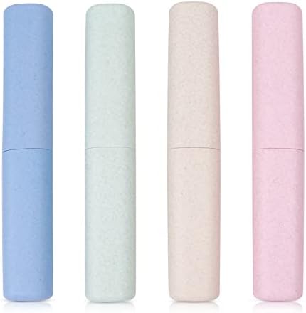 Hooqict 4 Pack Travel Toothbrush Case Portable Travel Toothbrush Holder Plastic Toothbrush Container Protector Cover Case for Traveling, Bathroom, Camping, Home, School, Business by Hooqict