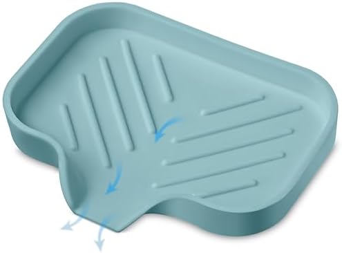 Light Green Silicone Soap Dish Tray, Self-Draining Soap Holder for Bar Soap, Silicone Soap Tray with Drainage, Soap Dishes for Kitchen Counter - Image 4