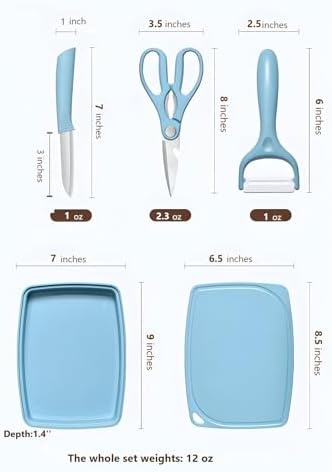 ZeQi 5-in-1 Cutting Board, Knife, Peeler, Scissors and Tray Set/Travel, Camping, Outdoor, Dorms, Small Cutting Boards, BPA Free, Dishwasher Safe, Kitchen Utensils, Gift - Image 3