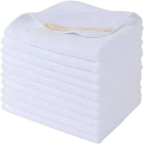 SINLAND Microfiber Facial Cloths Fast Drying Washcloth 12inch x 12inch White 10 pack by SINLAND