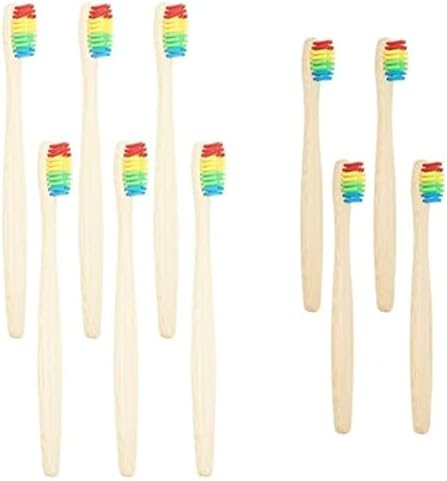 SEVENHEAD Bamboo Toothbrushes Adults & Kids Family Set 6+4 PCS Soft Bristles Wooden Toothbrushes, Natural Biodegradable BPA Free Eco Friendly Toothbrushes Colorful by SEVENHEADSPRODUCT