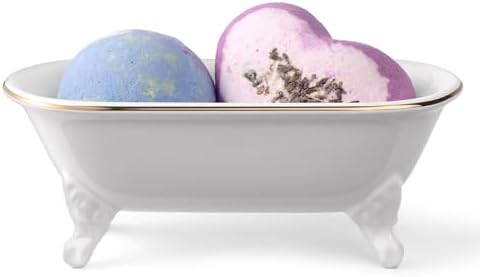 Mini Clawfoot Bathtub Soap Dish,Bar Soap Holder,White Gold Rim - Image 2