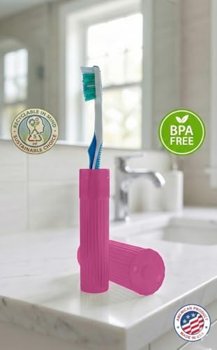 American Comb Toothbrush Holder - Pink, Made in USA, with Ventilation Holes, for Toothbrush Covers, Toothbrush Holder, Toothbrush Soft, Durable Design, Hygienic Bathroom Accessory - Image 4