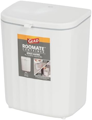 Glad Roomate Under Counter Waste Bin | Space Saving Small Trash Can for Kitchen Cabinet, Bathroom or Office | Dual Lid for Ease of Opening, 9 Liter, White - Image 7