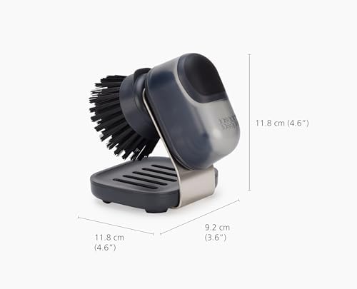 Joseph Joseph SinkTech Soap-Dispensing Palm Brush with Replaceable Head and Stainless-Steel Stand Drip Tray - Image 4