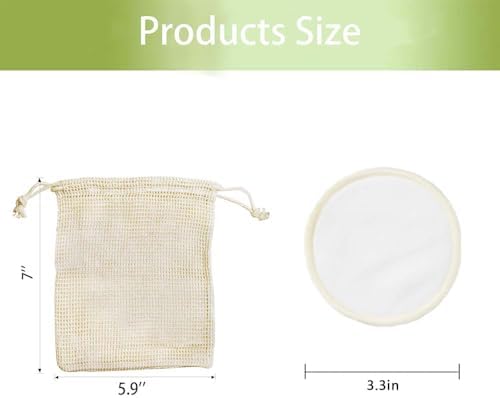 Reusable Cotton Rounds, 100% Natural Bamboo Cotton Pads for Face|Reusable Makeup Remover Pads with Laundry Bag,Headband and Cotton Round Holder (Beige) - Image 4