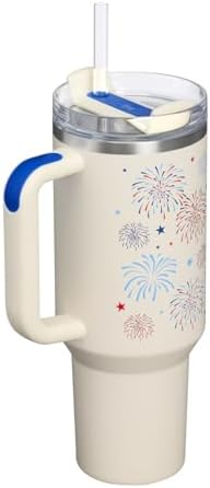 STANLEY Quencher H2.0 Flow State Tumbler, 40 oz, Cream Royal Fireworks - Image 3