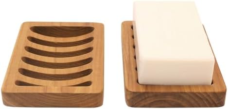 HTB 2 Pack Slotted Bar Soap Holder Teak Wood,Sponge Holder for Kitchen Sink - Image 2
